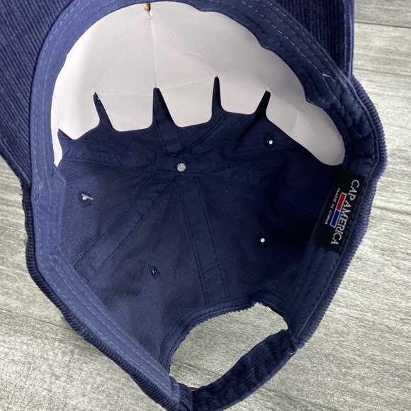 Cap America Trolls Spellout Navy Blue Corduroy Adjustable StrapBack Hat NWT - Picture 6 of 14